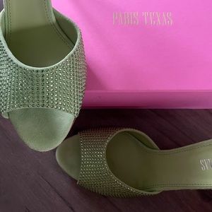 Paris Texas holly stiletto mule in green